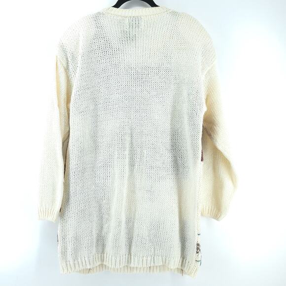 Vtg Deadstock Cottagecore Y2K Shennanigan's Hand Knit 3D Heritage Floral Tunic L - Picture 10 of 16